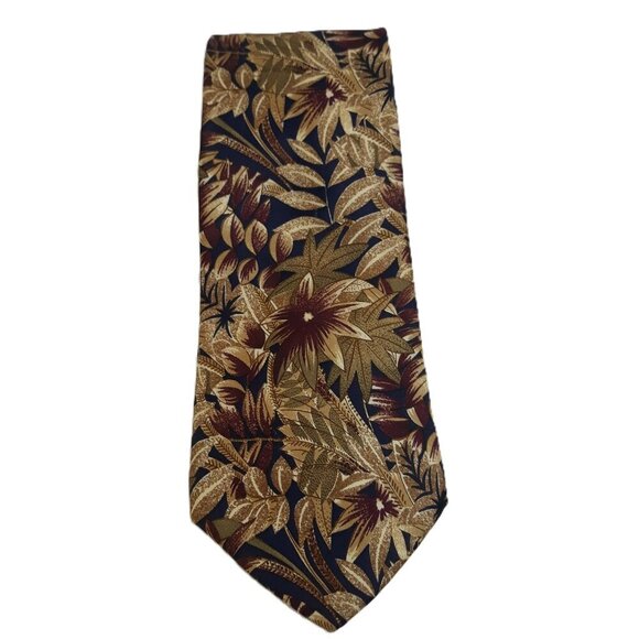 Bill Blass Floral Pure Silk Tie Autumnal Quiet Luxury Office - Picture 1 of 4